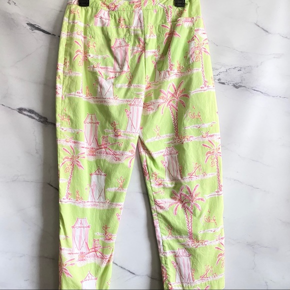HTF Lilly Pulitzer Y2K VTG Cabana Banana Capri Pants Whimsical Monkey Size 6 - Picture 5 of 8